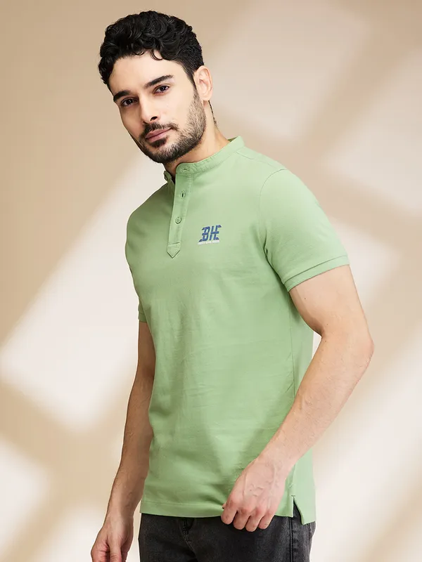 Being Human Clothing Mens-Top Polo Neck Green