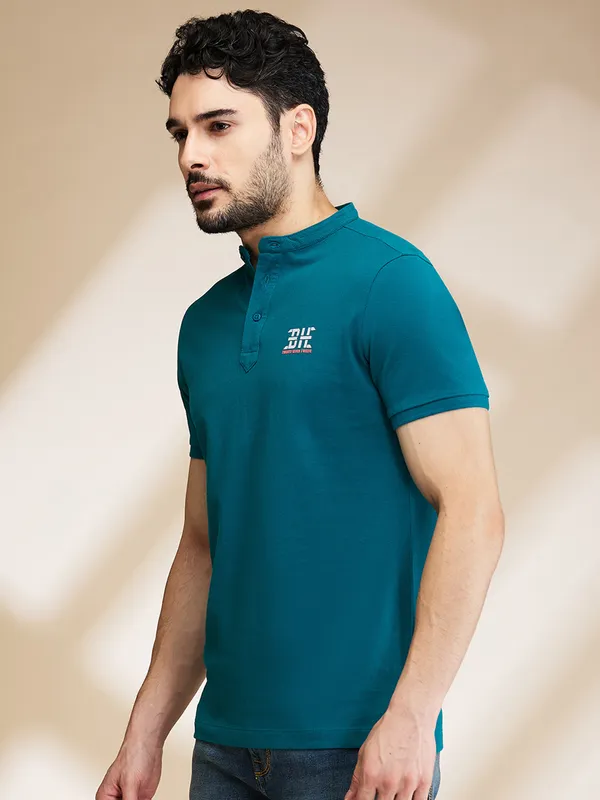 Being Human Clothing Mens-Top Polo Neck Teal