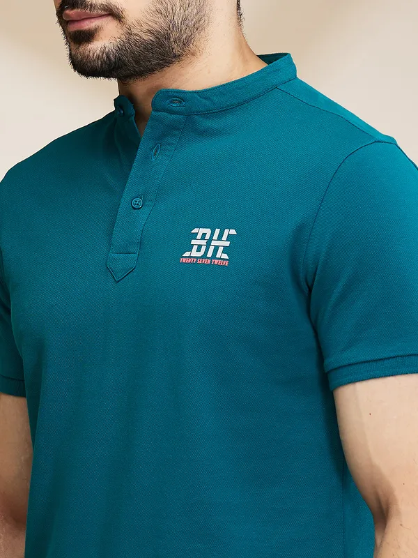 Being Human Clothing Mens-Top Polo Neck Teal