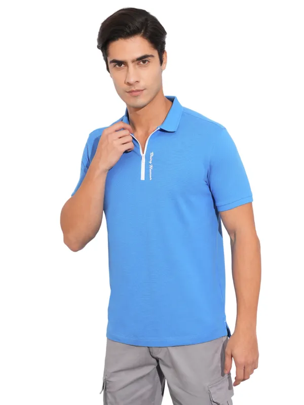 Being Human Clothing-Mens-Top-Polo Neck Blue