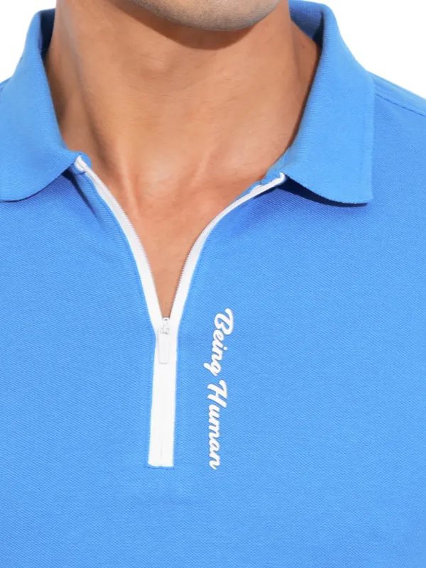Being Human Clothing-Mens-Top-Polo Neck Blue