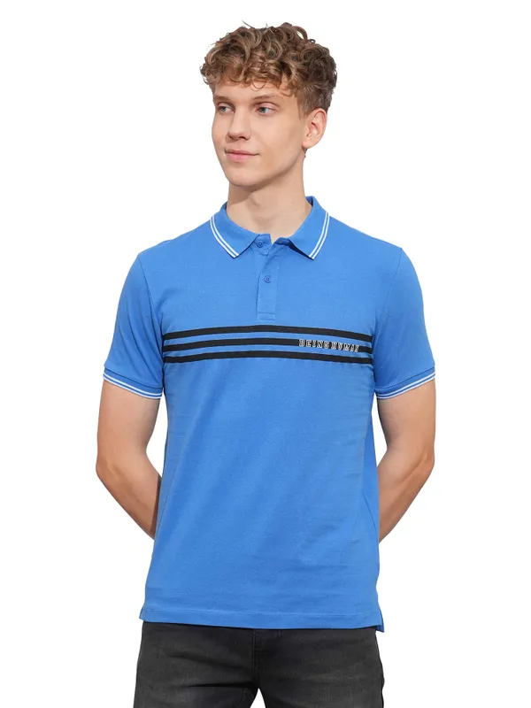 Being Human Clothing Mens-Top Polo Neck Blue