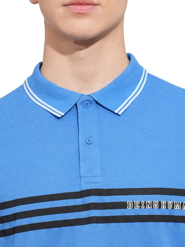 Being Human Clothing Mens-Top Polo Neck Blue