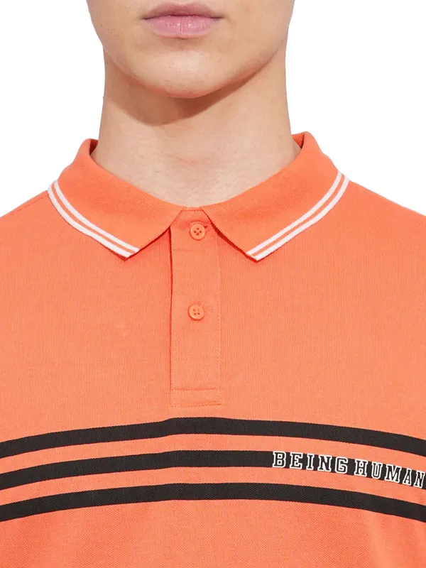 Being Human Clothing Mens-Top Polo Neck Lt_Orange