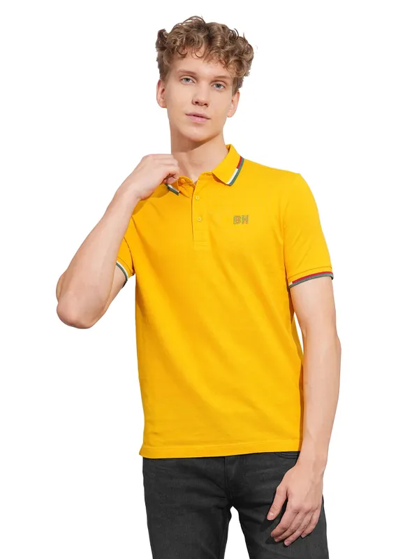 Being Human Mens-Top Polo Neck Mustard