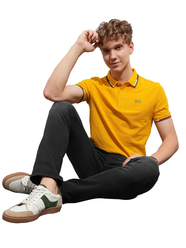 Being Human Mens-Top Polo Neck Mustard