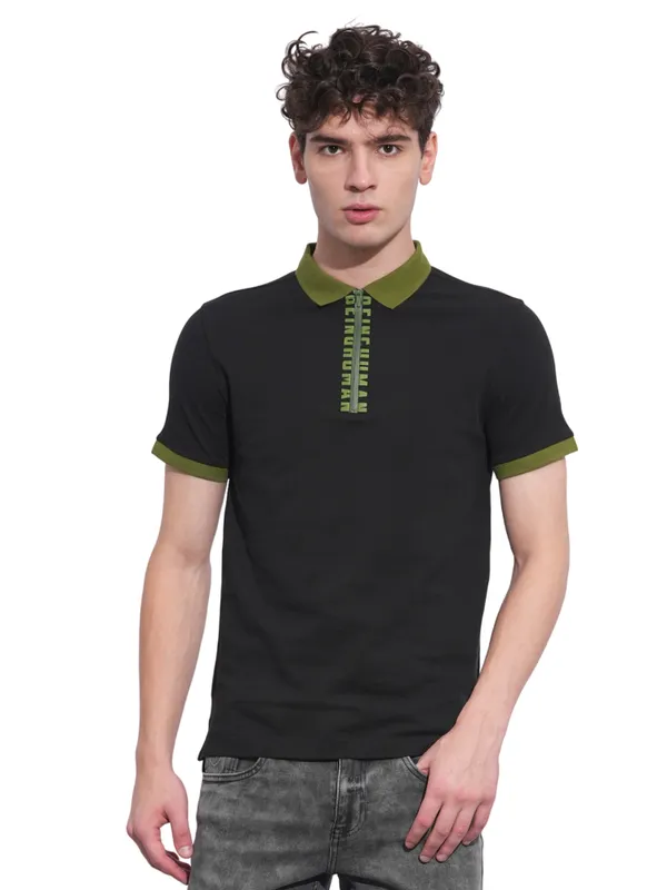 Being Human Clothing Mens-Top Polo Neck Black