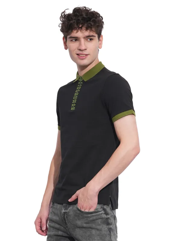 Being Human Clothing Mens-Top Polo Neck Black