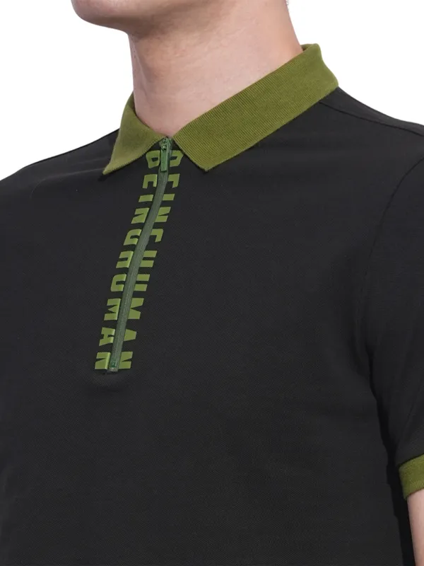 Being Human Clothing Mens-Top Polo Neck Black