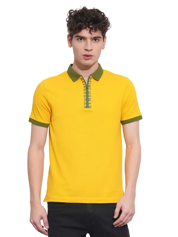 Being Human Clothing Mens-Top Polo Neck Mustard