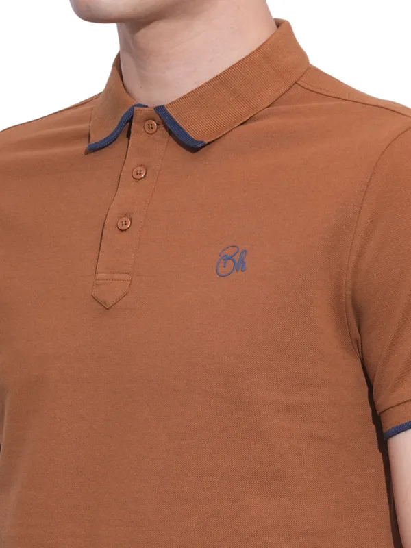 Being Human Clothing Mens-Top Polo Neck Brown