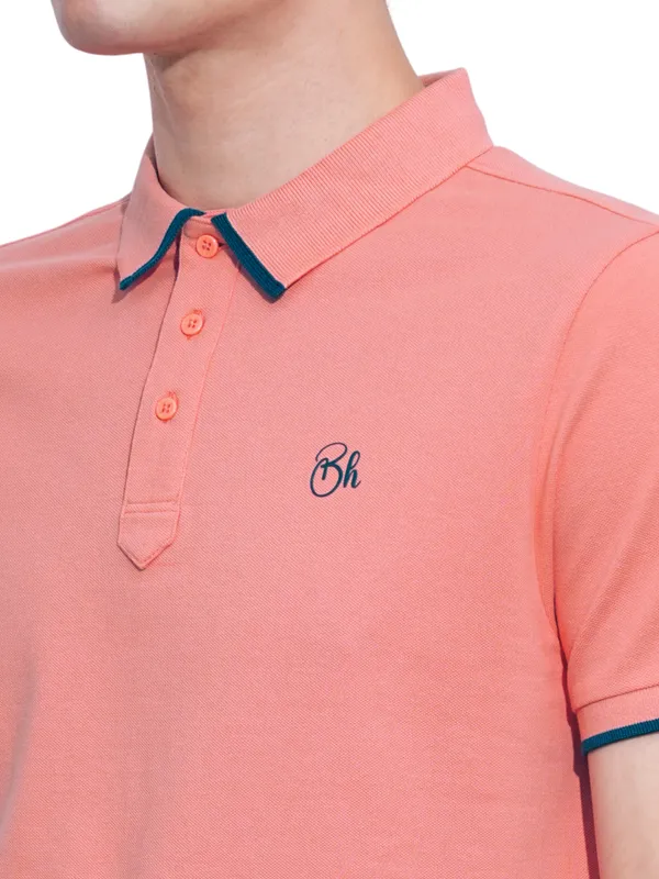 Being Human Clothing Mens-Top Polo Neck Coral