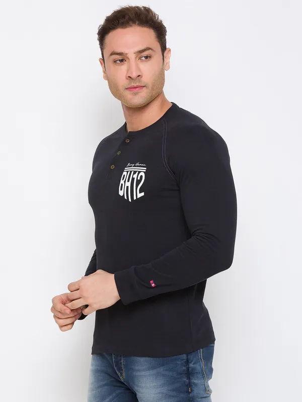 Being Human Regular Fit Men Crew Neck T-Shirts-Black
