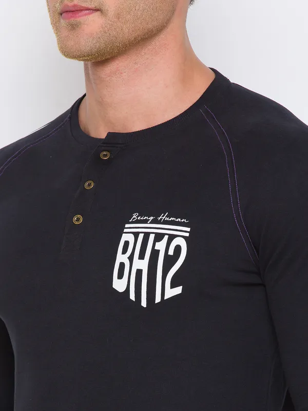 Being Human Regular Fit Men Crew Neck T-Shirts-Black