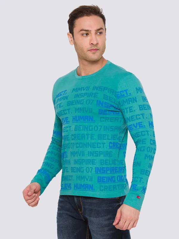 Being Human Slim Fit Men Crew Neck T-Shirts-Green