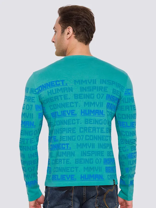 Being Human Slim Fit Men Crew Neck T-Shirts-Green