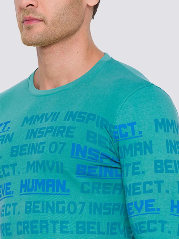 Being Human Slim Fit Men Crew Neck T-Shirts-Green