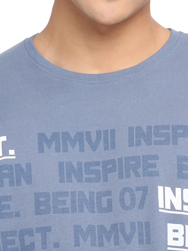 Being Human Slim Fit Men Crew Neck T-Shirts-Vintage Blue