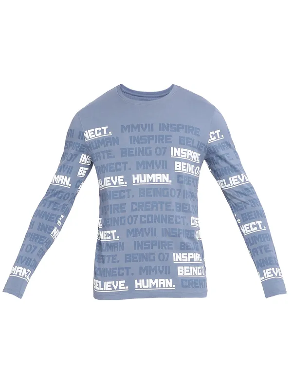 Being Human Slim Fit Men Crew Neck T-Shirts-Vintage Blue