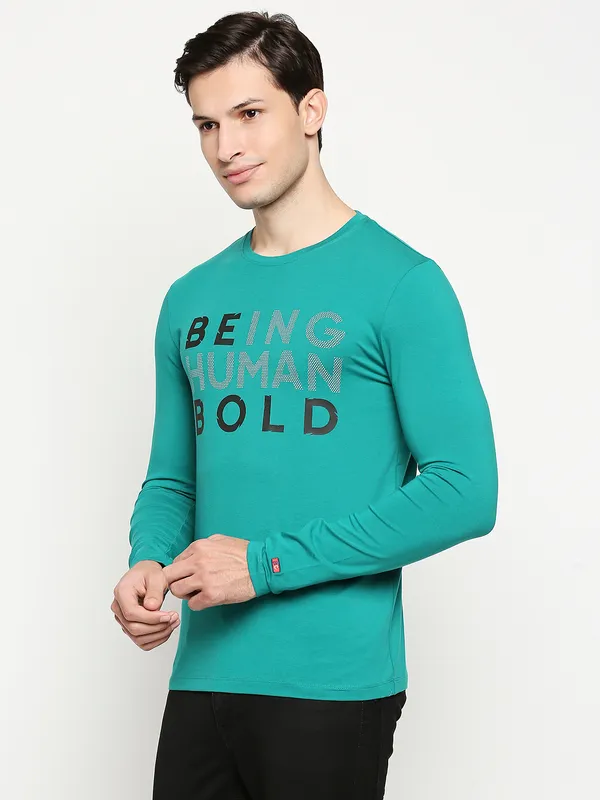 Being Human Regular Fit Men Crew Neck T-Shirts-Green