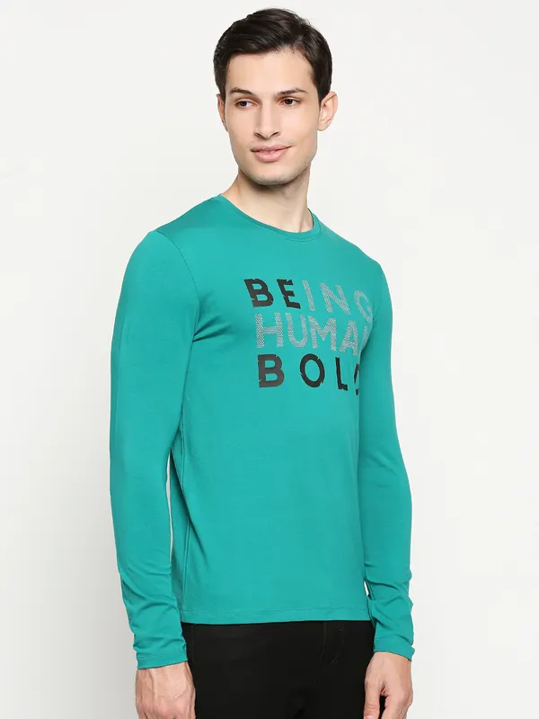 Being Human Regular Fit Men Crew Neck T-Shirts-Green