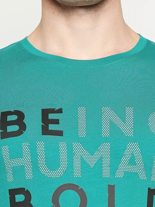 Being Human Regular Fit Men Crew Neck T-Shirts-Green