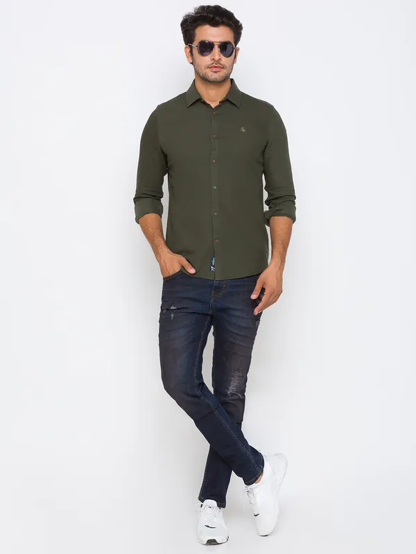 Being Human Regular Fit Men Crew Neck T-Shirts-Cactus Green