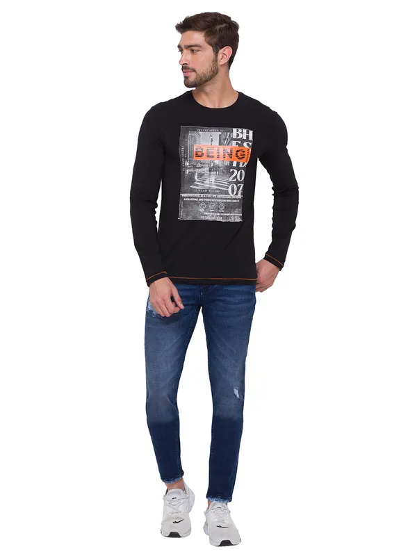 Being Human Regular Fit Men Crew Neck T-Shirts-Black