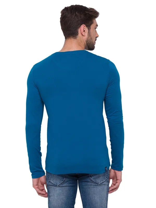 Being Human Regular Fit Men V-Neck T-Shirts-Marine Blue