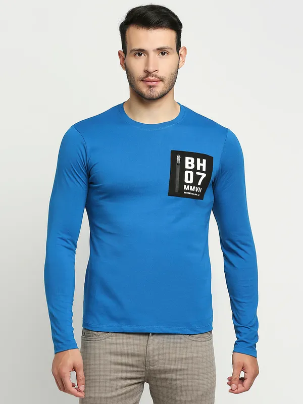 Being Human Regular Fit Men Crew Neck T-Shirts-Marine Blue