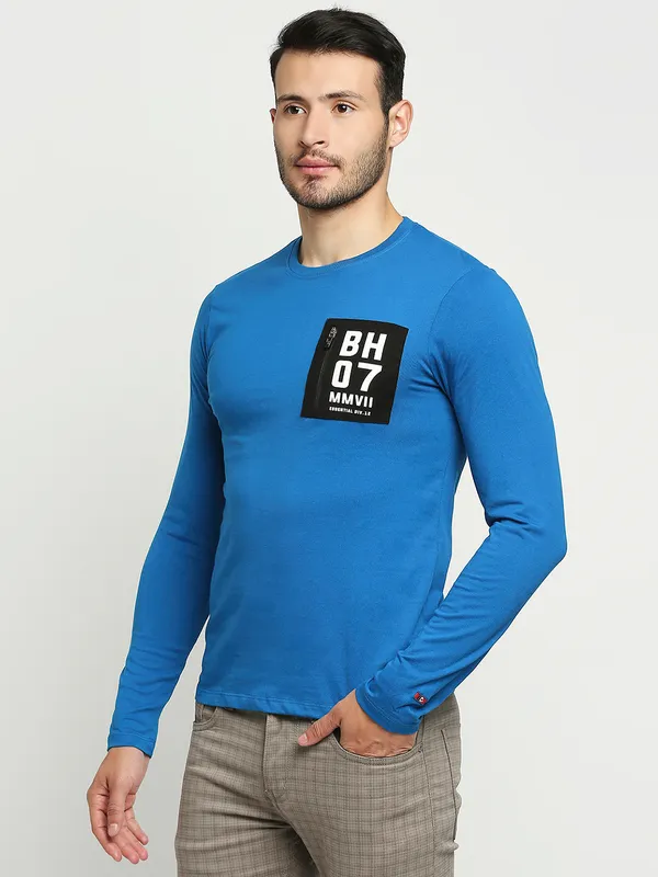 Being Human Regular Fit Men Crew Neck T-Shirts-Marine Blue