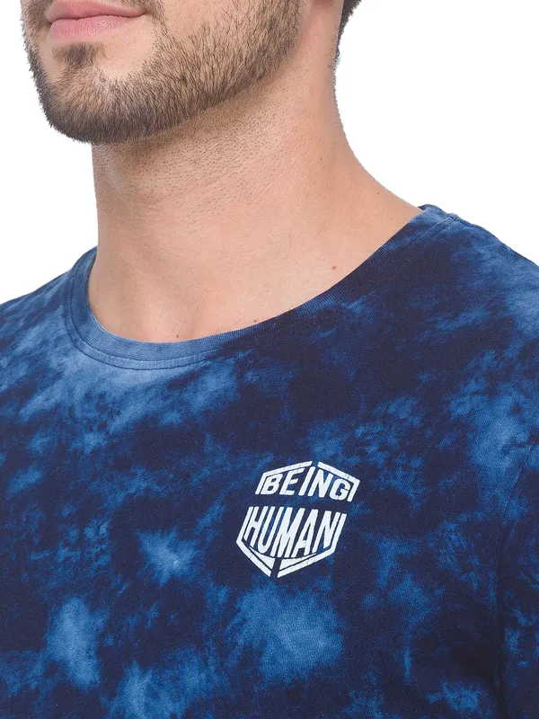 Being Human Regular Fit Men Crew Neck T-Shirts-Indigo