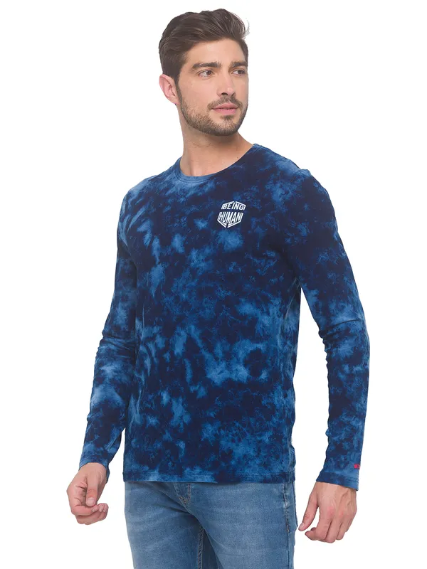 Being Human Regular Fit Men Crew Neck T-Shirts-Indigo