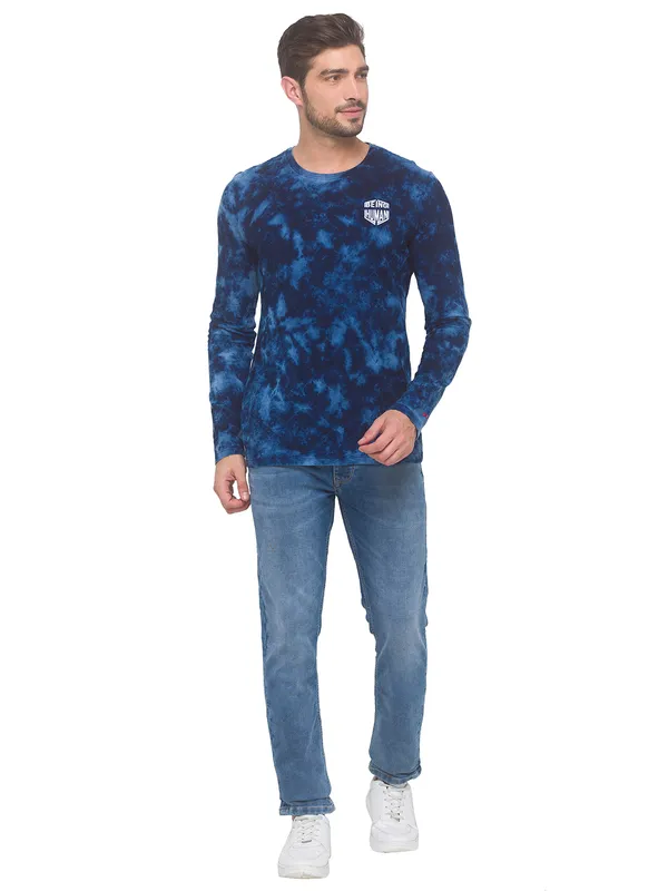 Being Human Regular Fit Men Crew Neck T-Shirts-Indigo