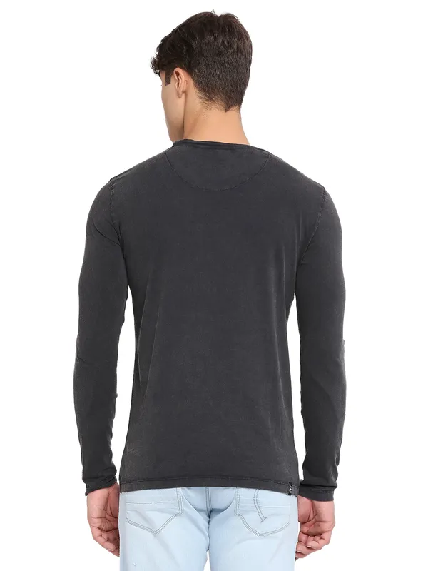 Being Human Clothing Men Slim Fit Crew Neck T-Shirts-Charcoal