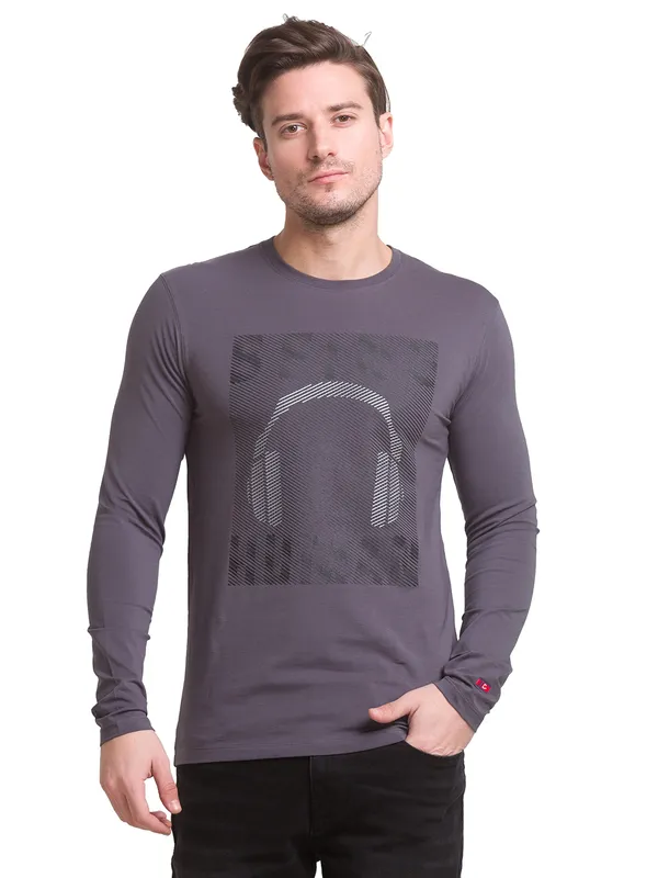 Being Human Clothing Men Regular Fit Crew Neck T-Shirts-Charcoal