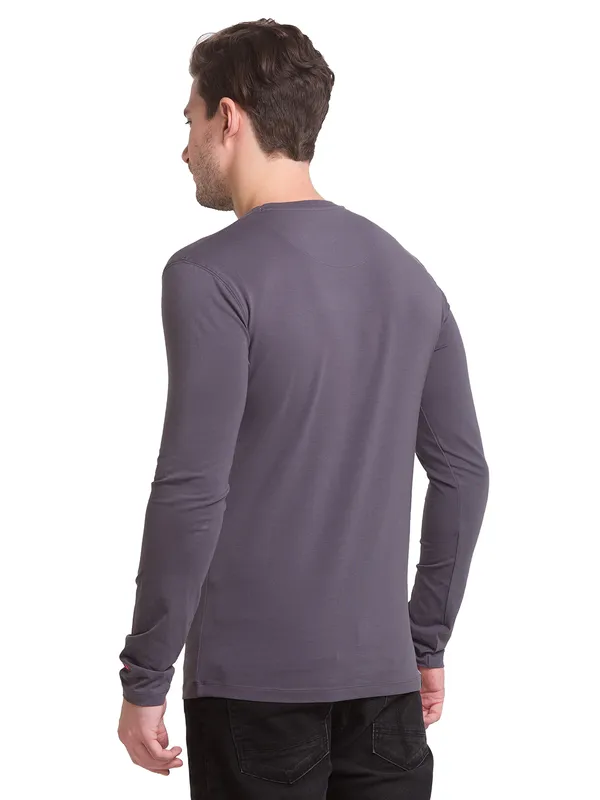 Being Human Clothing Men Regular Fit Crew Neck T-Shirts-Charcoal