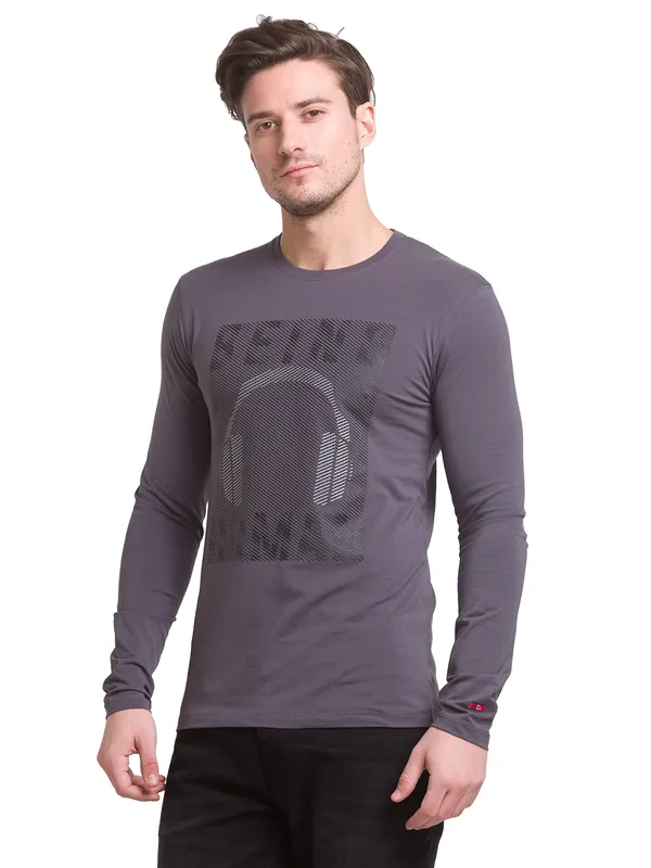 Being Human Clothing Men Regular Fit Crew Neck T-Shirts-Charcoal