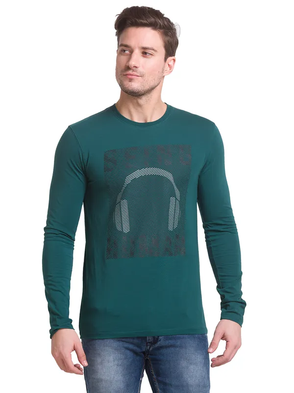 Being Human Clothing Men Regular Fit Crew Neck T-Shirts-Forest Green