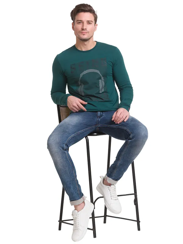 Being Human Clothing Men Regular Fit Crew Neck T-Shirts-Forest Green