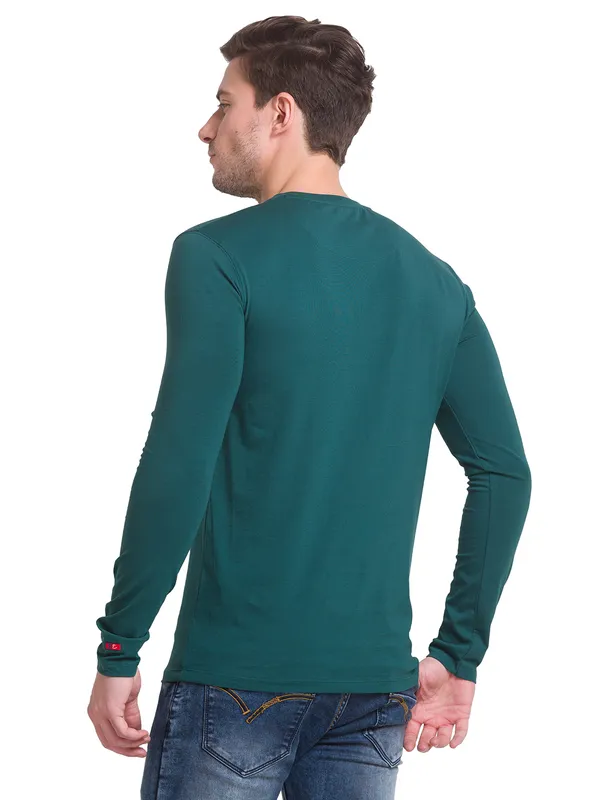 Being Human Clothing Men Regular Fit Crew Neck T-Shirts-Forest Green