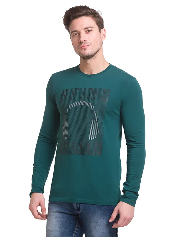 Being Human Clothing Men Regular Fit Crew Neck T-Shirts-Forest Green