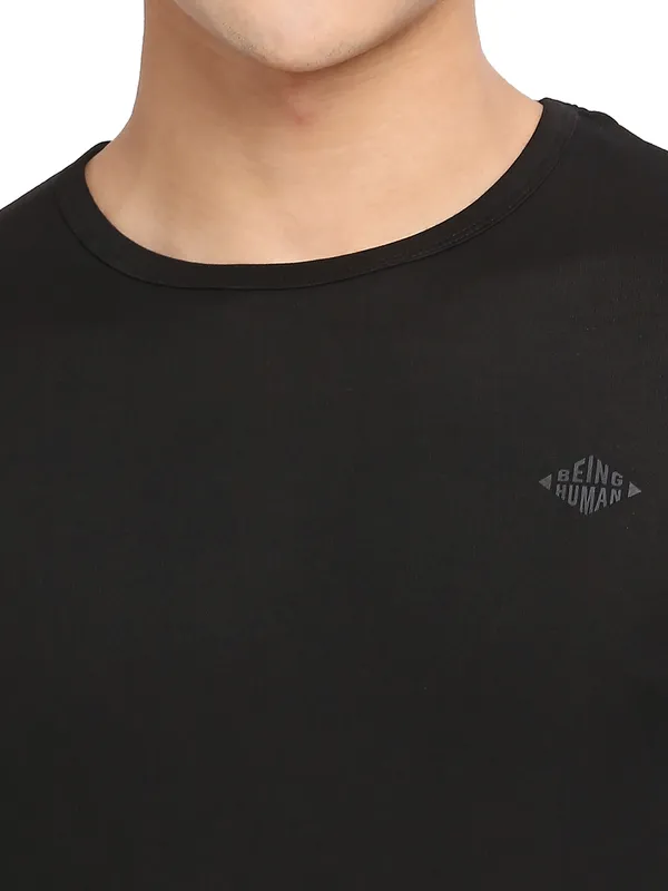 Being Human Clothing Men Regular Fit Crew Neck T-Shirts-Black