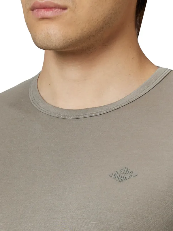 Being Human Clothing Men Regular Fit Crew Neck T-Shirts-Dk.Grey