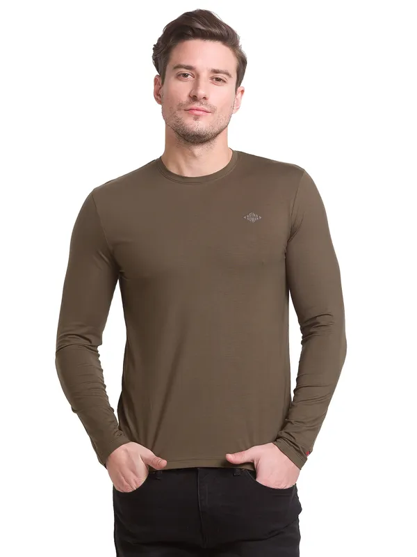 Being Human Clothing Men Regular Fit Crew Neck T-Shirts-Mil.Green