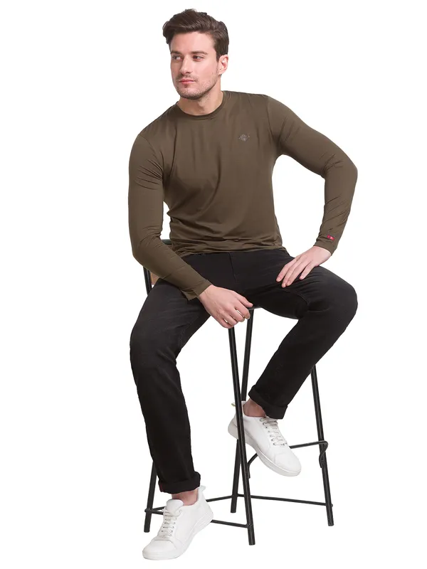 Being Human Clothing Men Regular Fit Crew Neck T-Shirts-Mil.Green