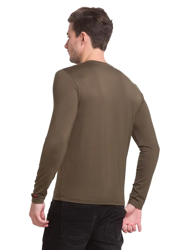Being Human Clothing Men Regular Fit Crew Neck T-Shirts-Mil.Green