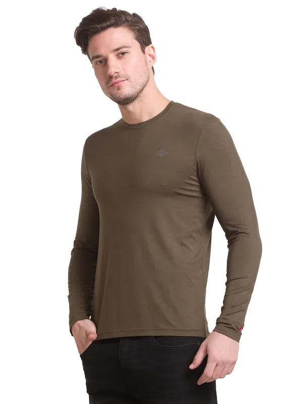 Being Human Clothing Men Regular Fit Crew Neck T-Shirts-Mil.Green