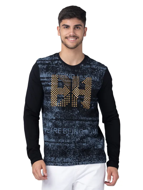 Being Human Regular Fit Men Crew Neck T-Shirts-Black