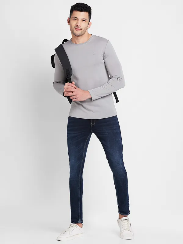 Being Human Clothing Men Regular Fit Crew Neck T-Shirts-Grey